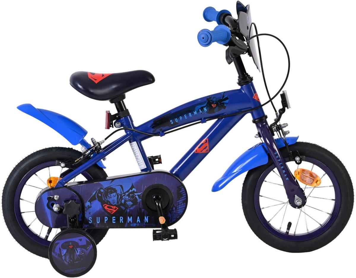 Bicicletta per bambini Superman - ragazzi - 12 pollici - blu - due freni a mano