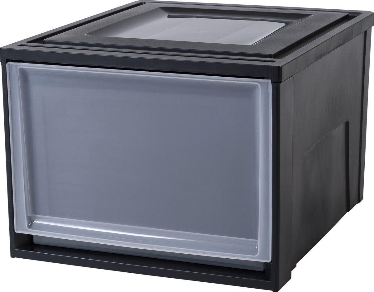 Cajón apilable Iris maxi - 40l - plástico - negro transparente