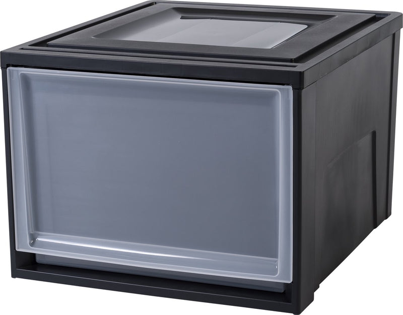 Cajón apilable Iris maxi - 40l - plástico - negro transparente