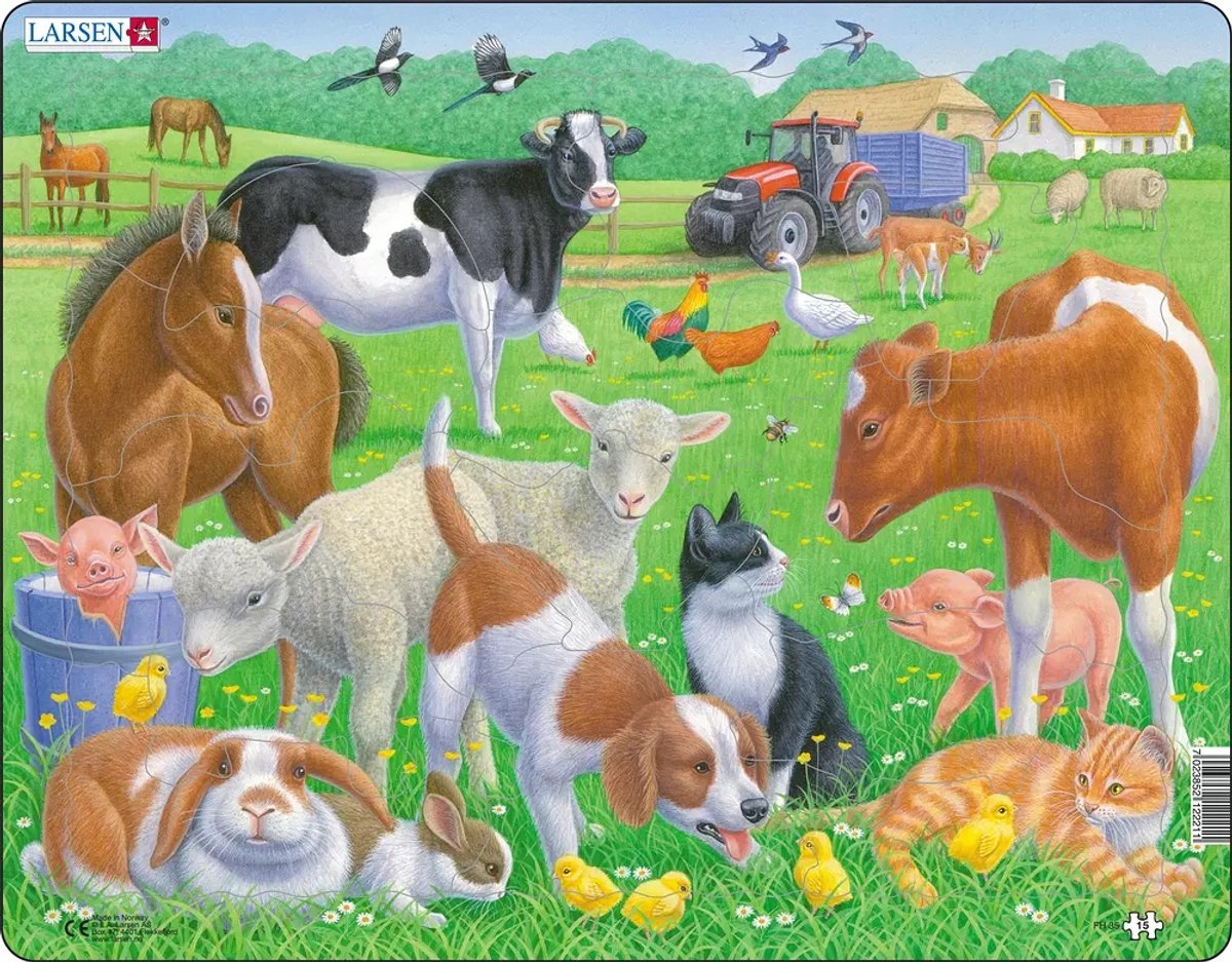 Selecta Larsen Line Puzzle Animals - Pets and Farm Animals, 15º.