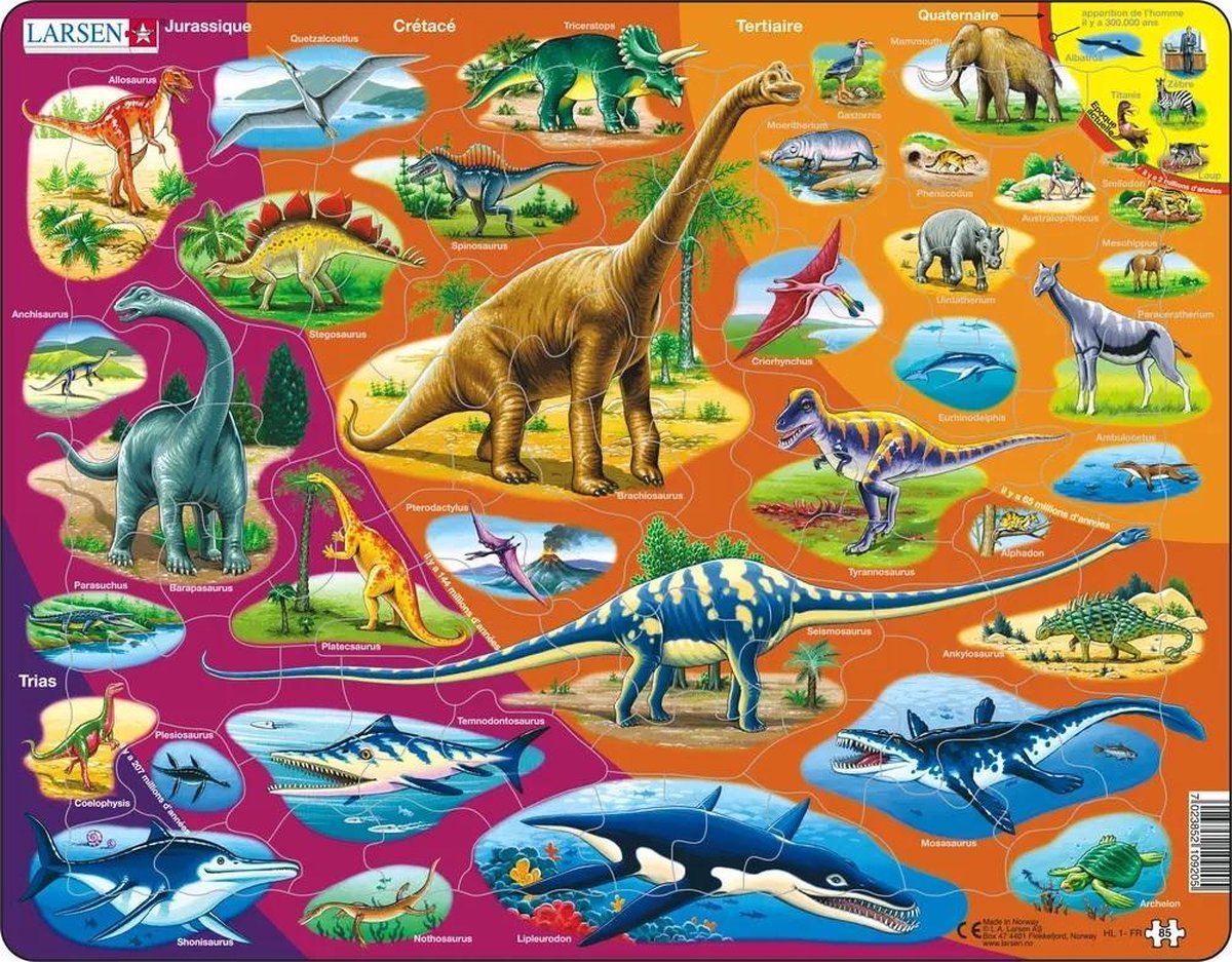Larsen puzzle maxi l'histoire naturelle de la période trias jusqu'à aujourd'hui (in francese) - 85 pezzi