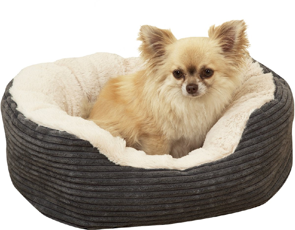 Cesto da ginnastico per cani da spino ovale per peluche grigio crema