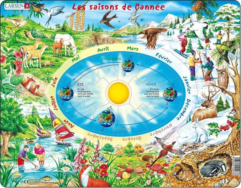 Larsen les saisons de l'année – puzzle – temps et nature – saisons et mois – puzzle educativo per bambini – 44 pezzi – fabriqué en Norvège – pezzi extra épaisses de 2,5 mm – plateau con piastra fissa