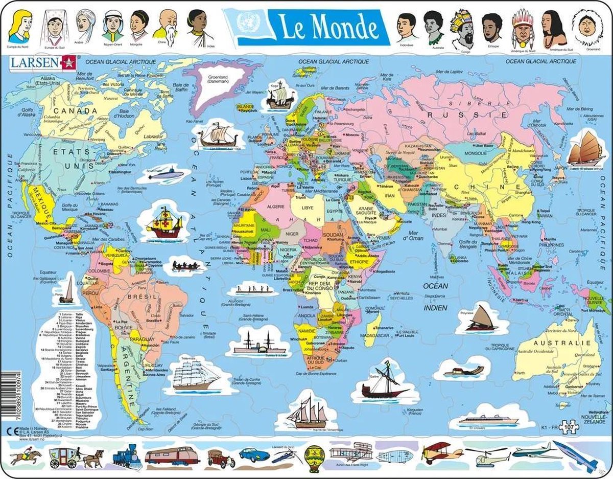 Puzzle Larsen maxi le monde politique (in francese) - 107 pezzi