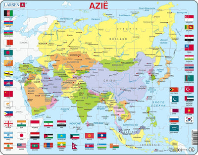Selecta Larsen Pluzzle Map Asia con banderas, 70th.