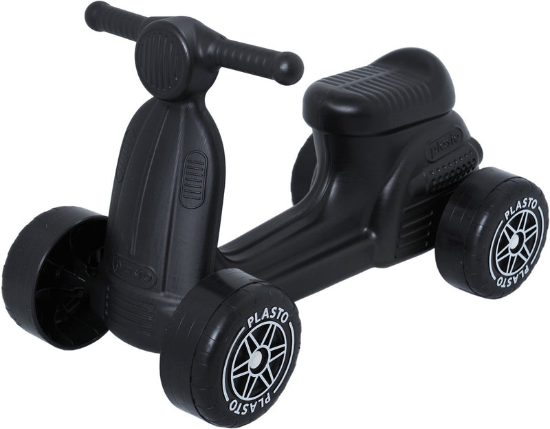 Monopattino Plasto nero - girello - ruote silenziose - macchina da passeggio - altezza sedile 22 cm - plastica robusta - prodotto in Finlandia - da 1 anno