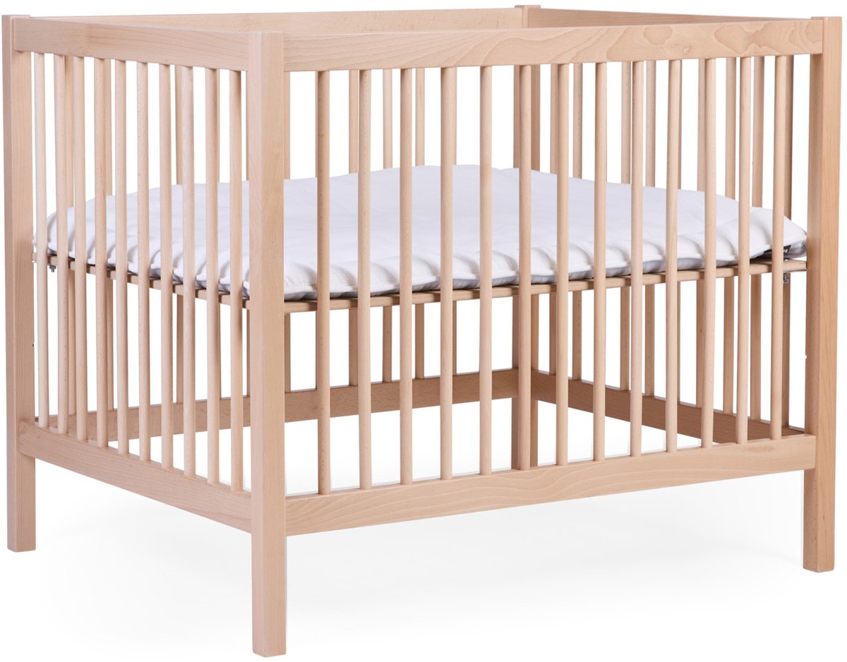 Childhome - park pa97 + ruote - box - 95x75 cm - legno - naturale - regolabile e spostabile