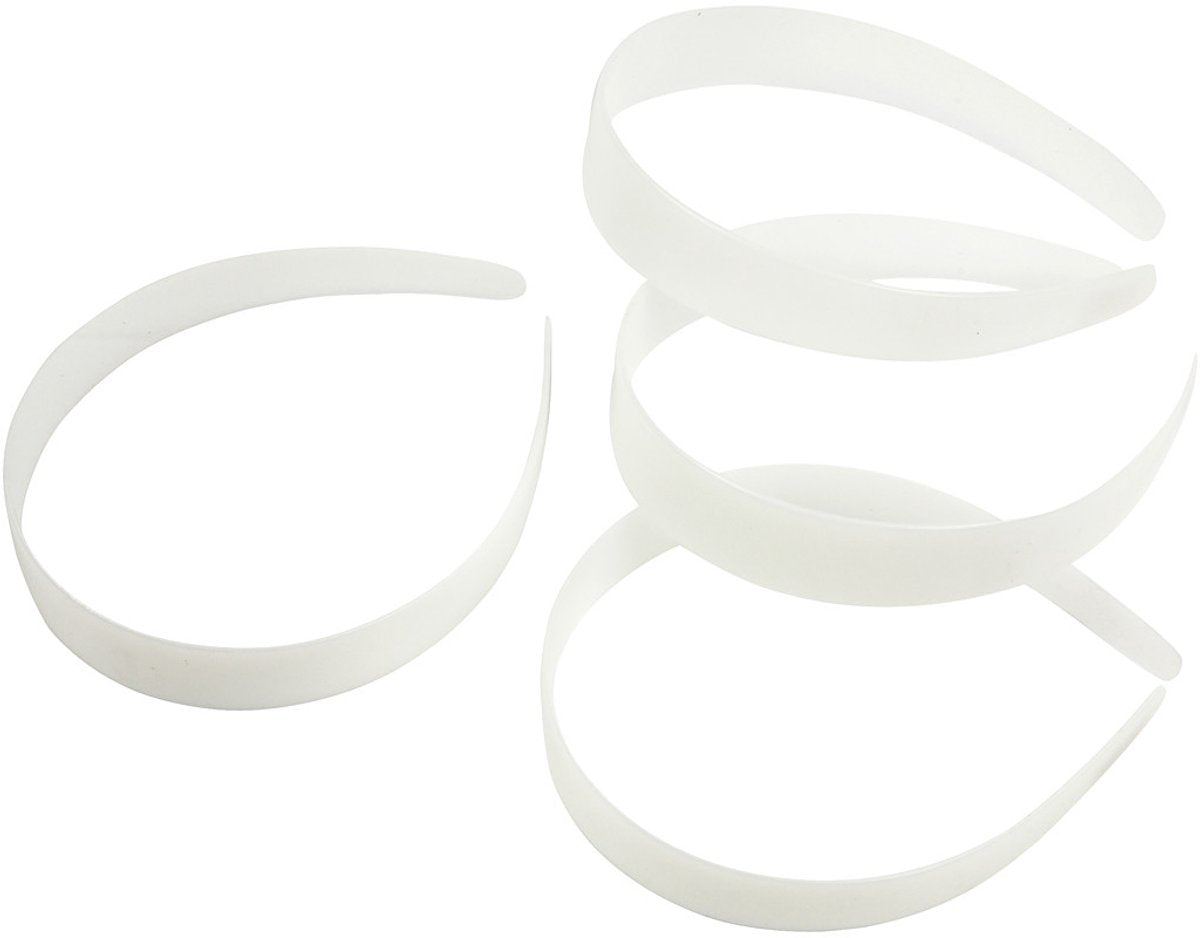Fasce per capelli Creative Company, l: 25 mm, bianco, 5 pezzi 1 scatola