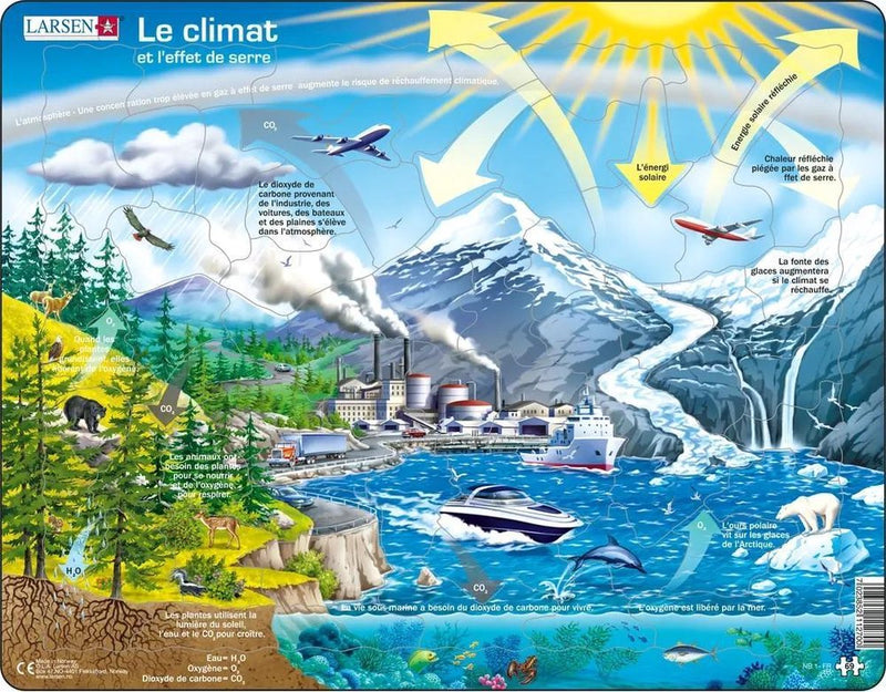 Larsen notre climat et l'effet de conservatory - puzzle - climat - sciences et nature - puzzle éducatif pour enfants - 69 pezzi - fabriqué en norvège - pezzi extra épaisses de 2.5 mm - plateau con piastra fissa