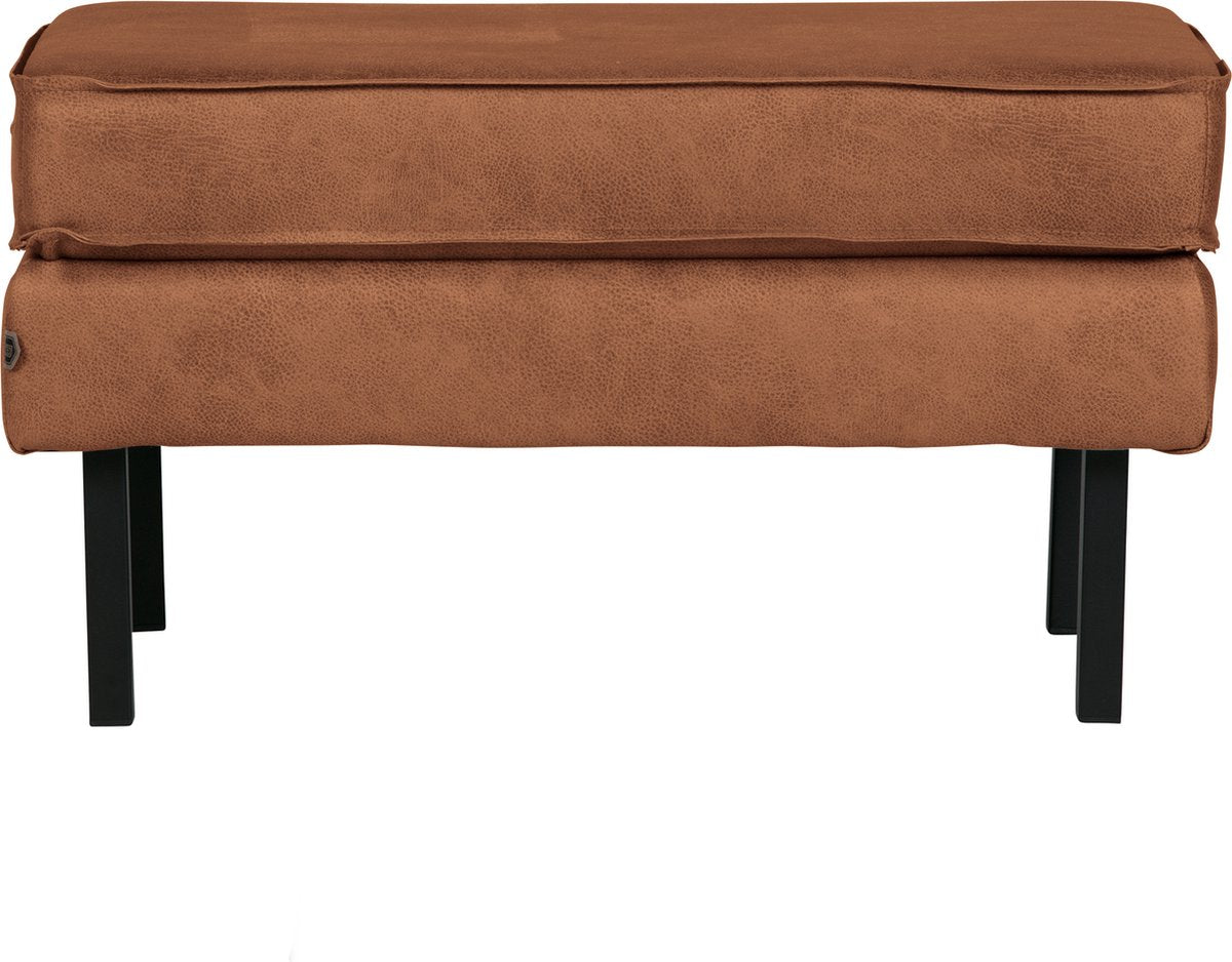 Woood rodeo hocker op poten - recycle leer - cognac - 45x84x54