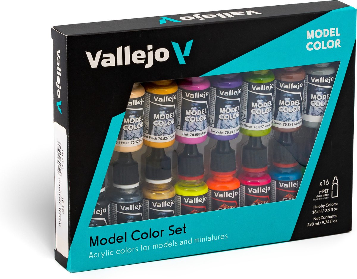 Vallejo hobbyverf acrylverf - 70257 model color - wargame special kleuren - acryl set 16x18ml verf set