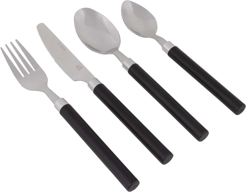 Bo-camp - set di posate - acciaio inossidabile - 16 pezzi - 4 persone - nero