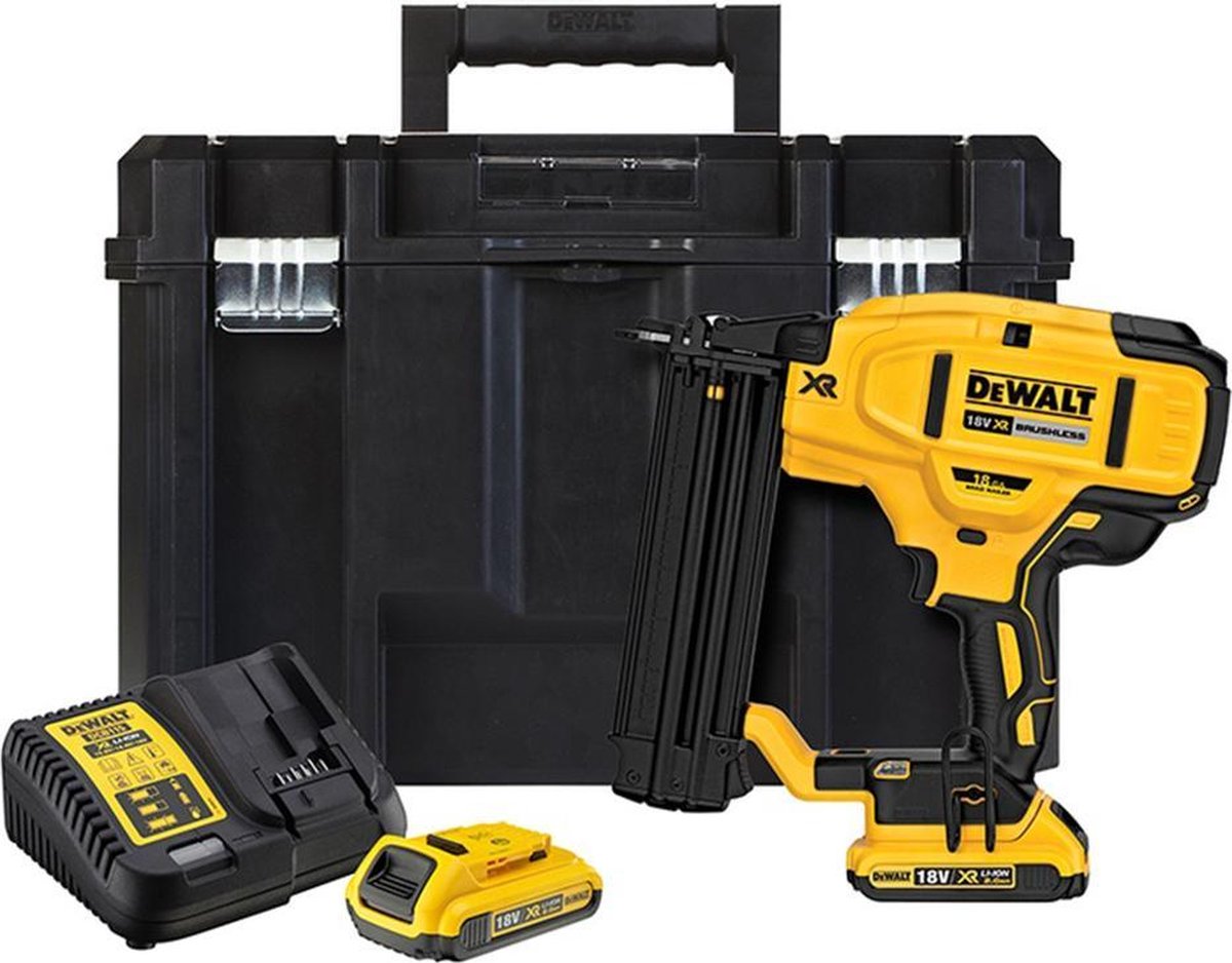 Dewalt dcn680d2 18v li-ion accu tacker set (2x 2.0ah accu) in tstak - 15-54mm - 18 gauge - koolborstelloos