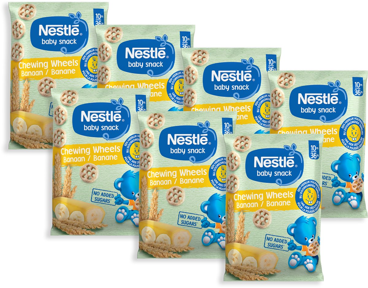 Ruote da masticare per snack biologici Nestlé banana - 10+ mesi - 7 x 28 g