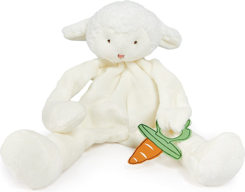 Bunnies by the Bay Paño para abrazar con porta chupete Cordero - Paño para chupete - Extremadamente suave - Cierre de velcro para chupete - Lavable a máquina - 25 cm - Blanco