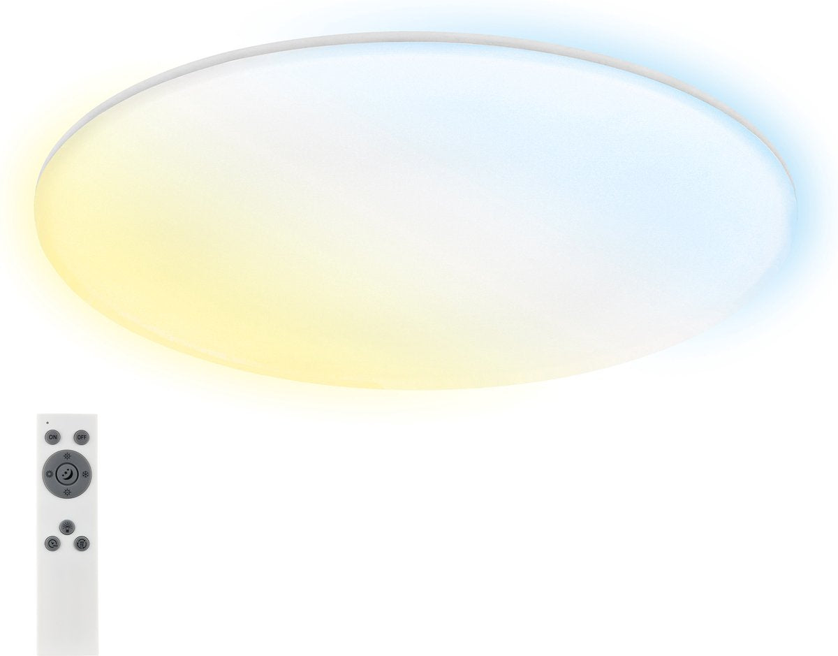 Briloner Rowny - Illuminazione da bagno a LED - dimmerabile - con telecomando - lampada da soffitto con funzione luce notturna CCT - ø45cm - bianco