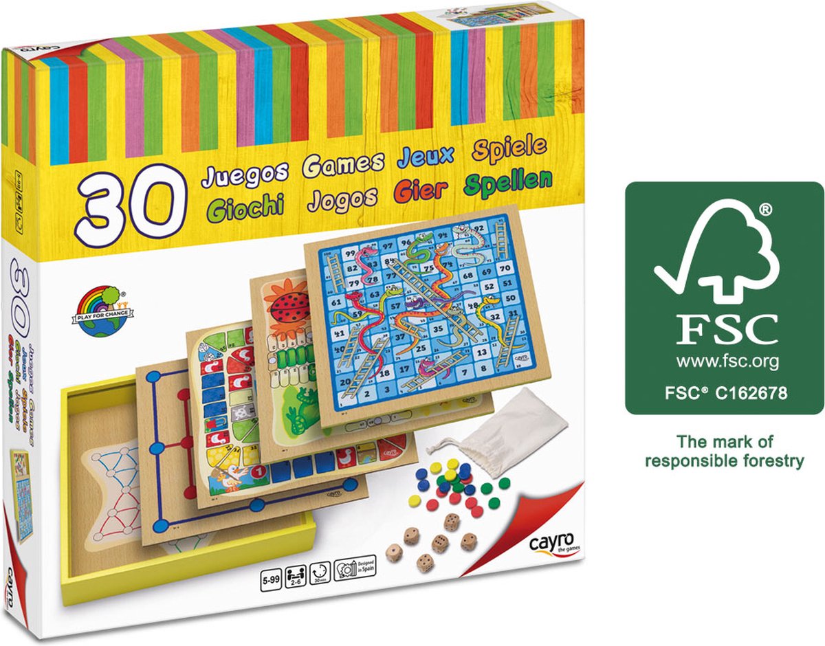 Geronimo games cayro - gioco da tavolo - 30 giochi (31 x 31 x 5,5 cm) in legno - 2-4 giocatori - adatto dai 5 anni