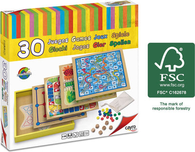 Geronimo games cayro - gioco da tavolo - 30 giochi (31 x 31 x 5,5 cm) in legno - 2-4 giocatori - adatto dai 5 anni