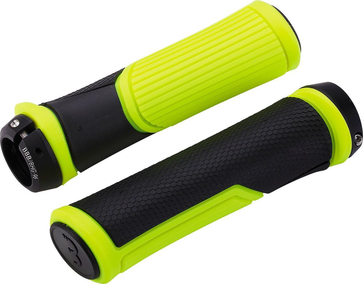 Bbb ciclismo maniglie ergonomiche bicicletta cobra - maniglie ergonomiche per bicicletta con il massimo comfort - lunghezza 142 mm - al paio - nero giallo neon - bhg-96