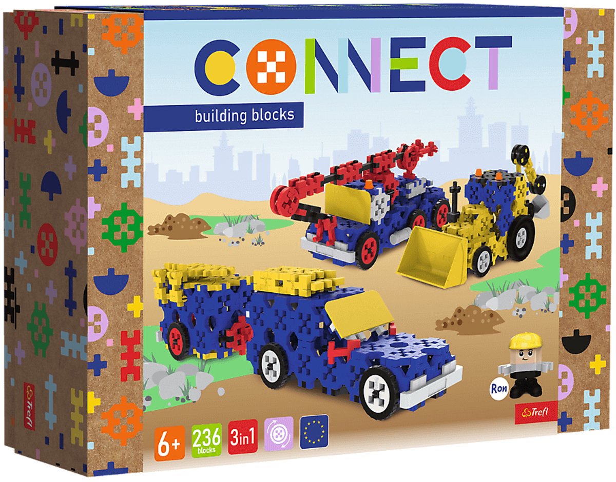 Connect | bouwstenen l bouwvoertuigen suv met trailer 236 stuks