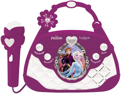 Lexibook Frozen, altoparlante musicale dal design da borsetta con microfono, cambia voce e cavo line-in