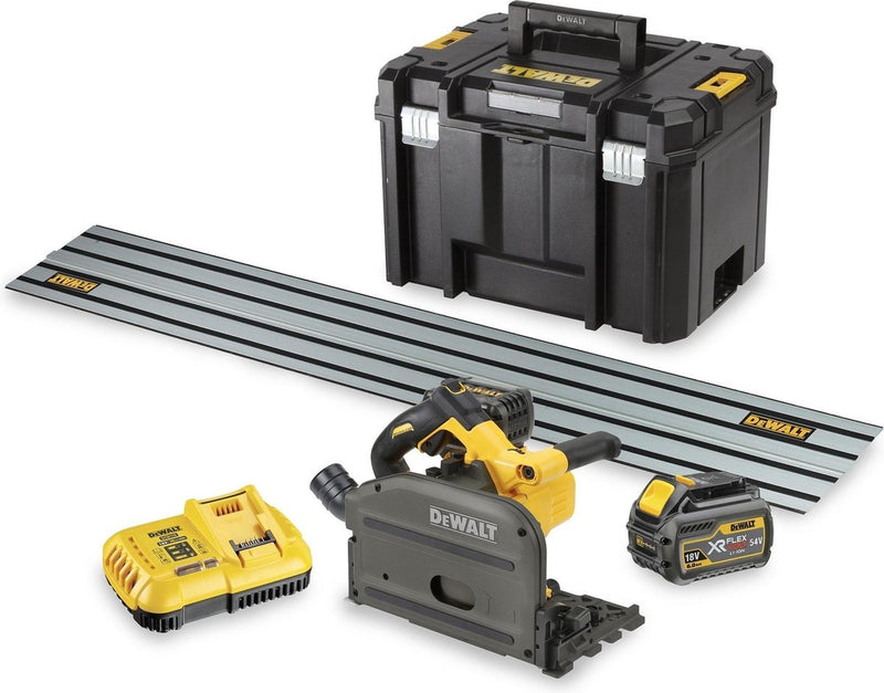 Sierra circular de inmersión dewalt dcs520t2r xr flexvolt 54v 165mm + riel guía - dcs520t2r-qw