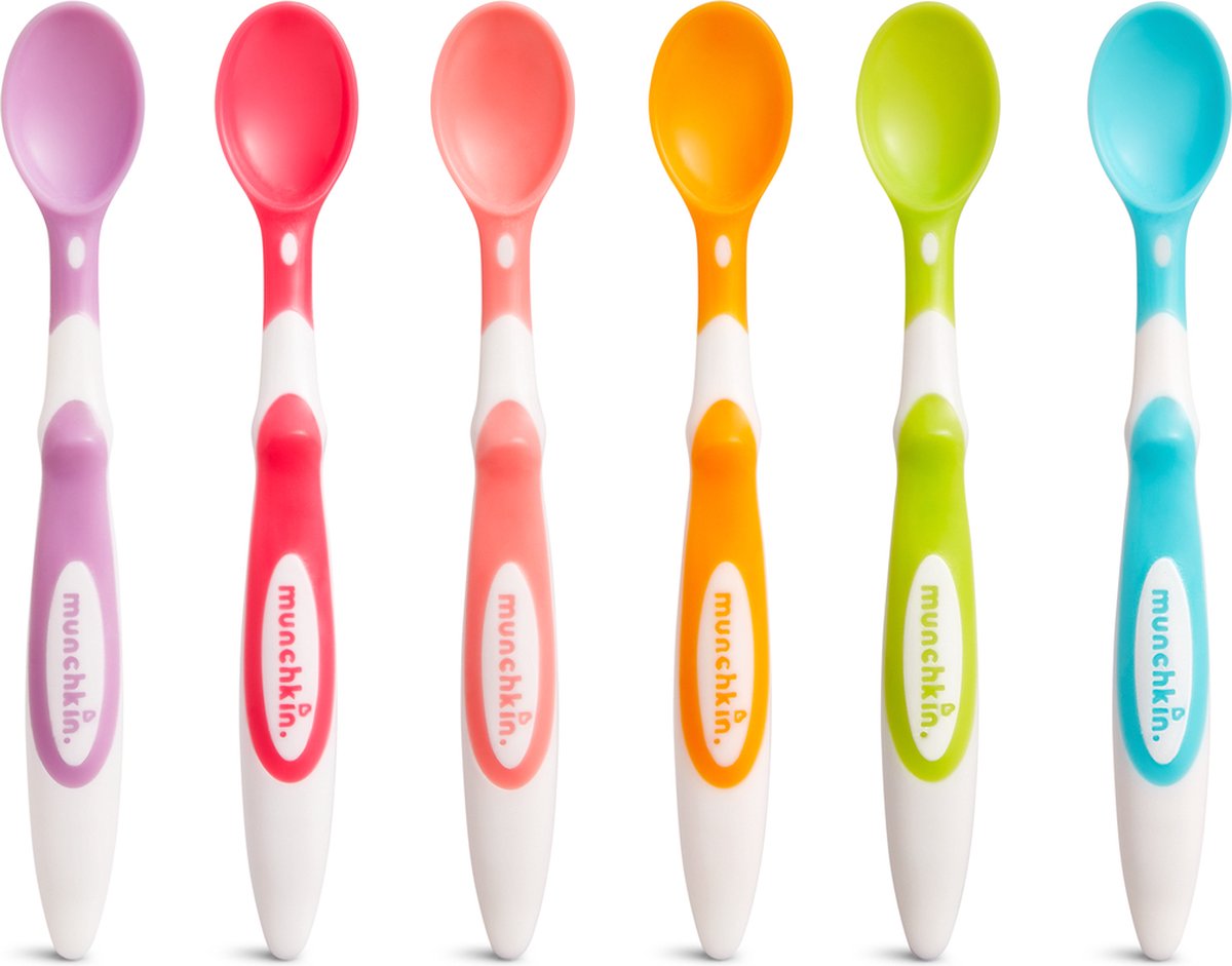 Set posate per bambini Munchkin da 6 cucchiai - cucchiai morbidi 6 baby - cucchiai per bambini - beccuccio morbido - posate baby - per 6 pezzi - dai 3 mesi