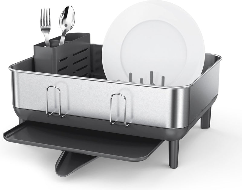 Simplehuman - scolapiatti compatto con struttura in acciaio - argento - acciaio inossidabile