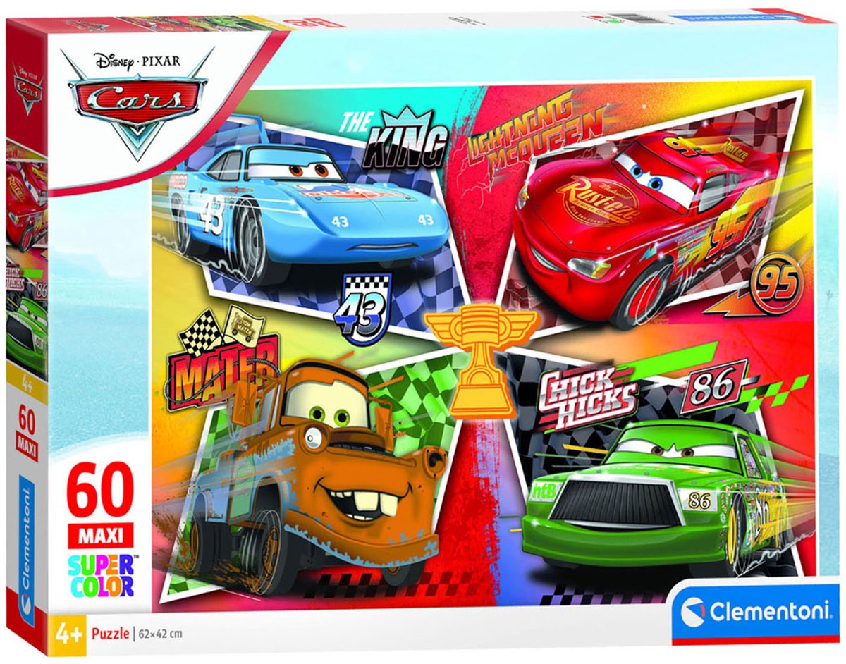 Clementoni - rompecabezas - 60 maxi piezas - tema coches - rompecabezas infantil - a partir de 4 años