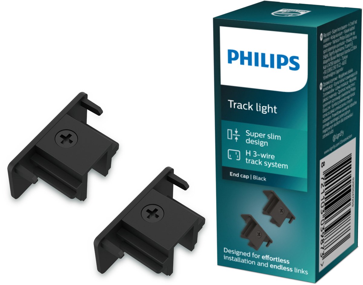 Philips led philips easylink - afsluitstuk - 2-pack - zwart - railverlichting