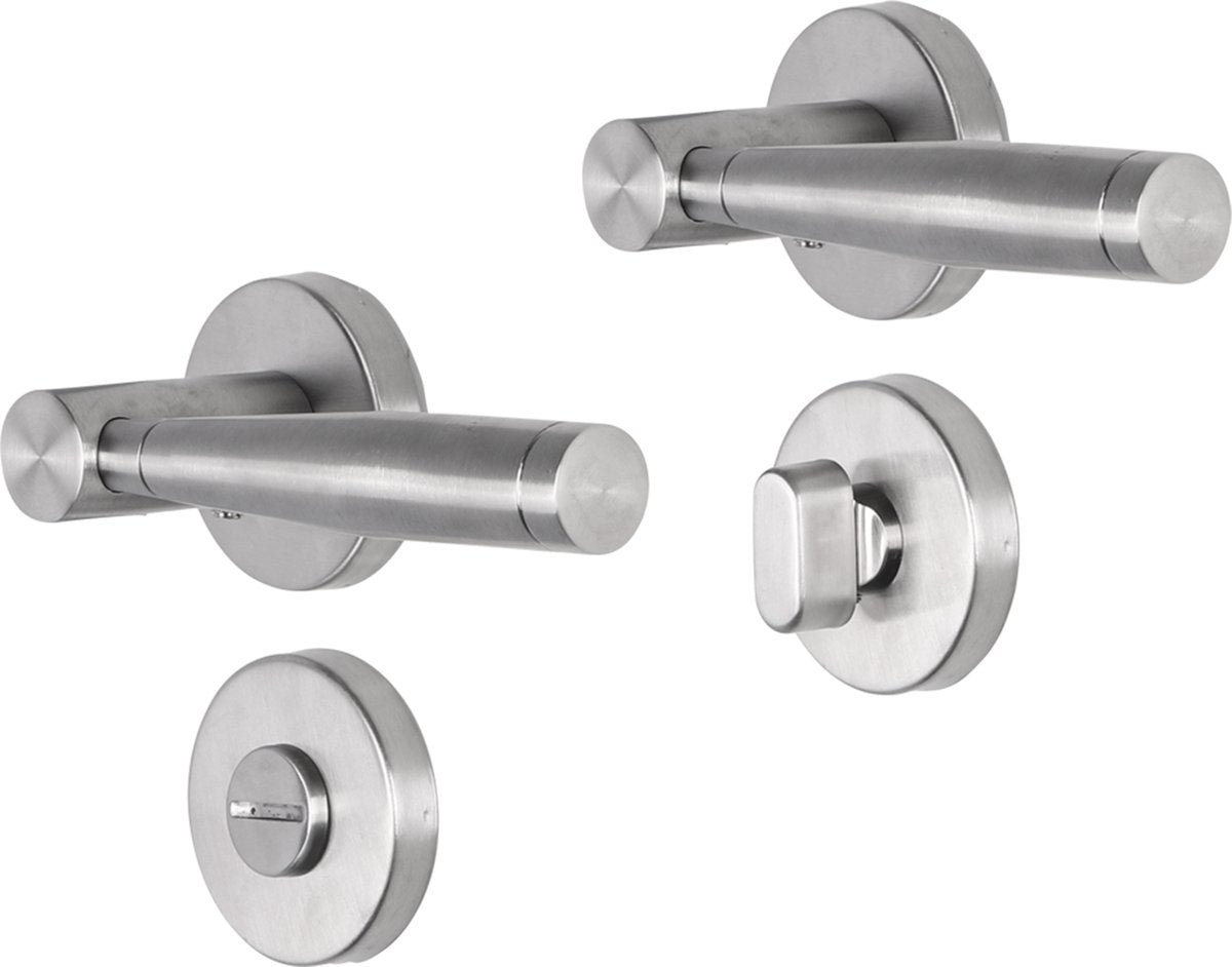 Maniglia per porta Impresso - retford - per interni - rotonda con rosetta per WC rotonda - acciaio inossidabile - 2 pezzi