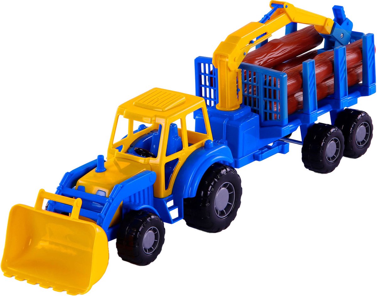 Cavallino Toys Cavallino Junior Tractor con remolque de grifo y madera, 46 cm