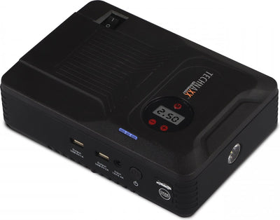 Technaxx tx-219 - 4 in 1 multifunctionele jumpstarter, acculader, compressor en powerbank - 14000mah batterij - led lamp - 3.5bar compressor - usb uitgangen - geschikt voor auto - zwart