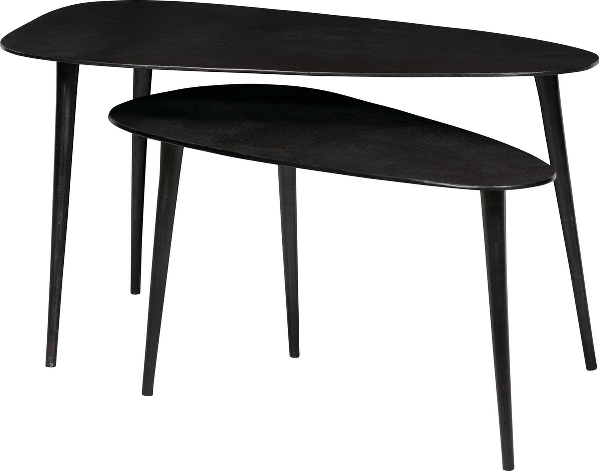 Mesa auxiliar triangular de madera - metal - níquel negro - 49x89x49 - juego de 2