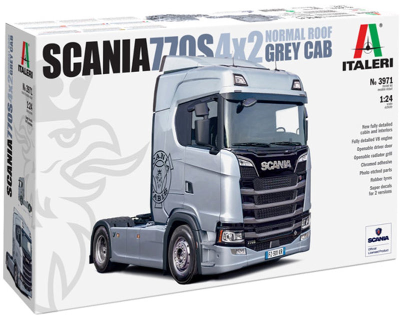 Italeri modellismo camion - 3971 scania s770 v8 4x2 - cabina normale - versione grigia - camion in plastica - 1:24 - modellismo