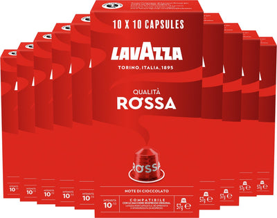 Lavazza qualità rossa koffiecups - 100 nespresso cups - 100% arabica koffie - intensiteit: 10 13 - 10 x 10 aluminium capsules