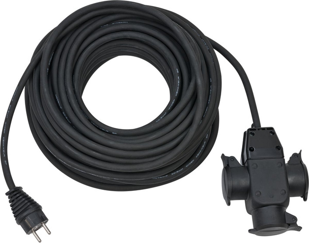 Prolunga Brennerstuhl con presa a 3 vie IP44 (25 m, con dispositivo di montaggio integrato, per interni ed esterni) nero