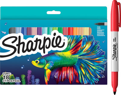 Conjunto Sharpie de marcadores permanentes | edición limitada diferentes colores | punto fino | 18 marcadores | conjunto de regreso a la escuela