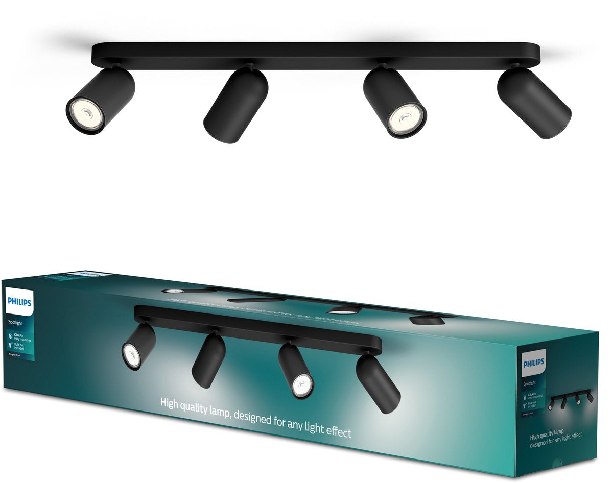 Philips LED Philips Pongee Foco de superficie - 4 luces - negro