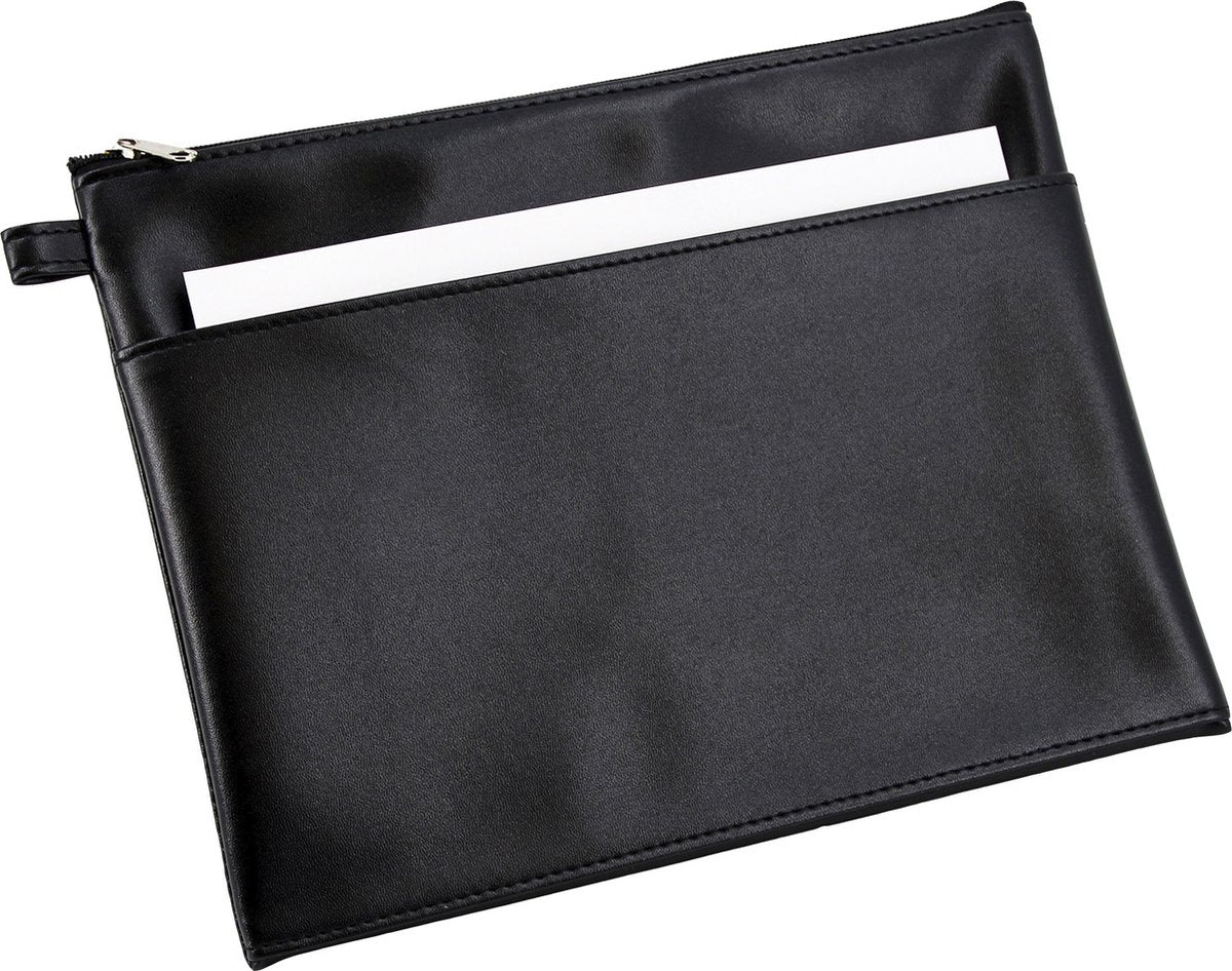 Custodia Alassio - pelle artificiale - nera - dimensioni 25 x 19 cm - custodia per penne - custodia per disegni - borsa per accessori - ju-42230