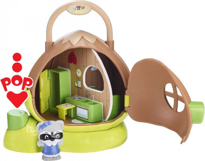Klorofil la casa de las avellanas set de juego - casa de muñecas - juguete interactivo para niños - con figura de la familia de mapaches - juguetes a partir de 18 meses