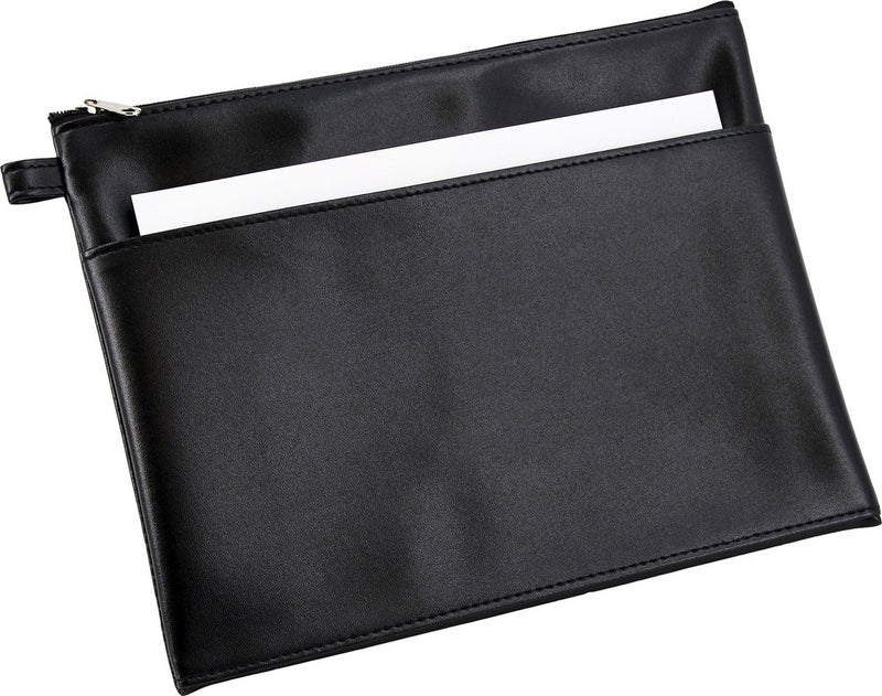Custodia Alassio - pelle artificiale - nera - dimensioni 25 x 19 cm - custodia per penne - custodia per disegni - borsa per accessori - ju-42230