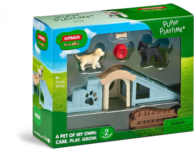Diversión de aventuras en el mundo de la granja Schleich para cachorritos 42763