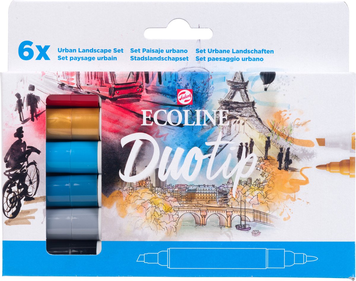 Ecoline duotip marker set urban landscape | 6 kleuren