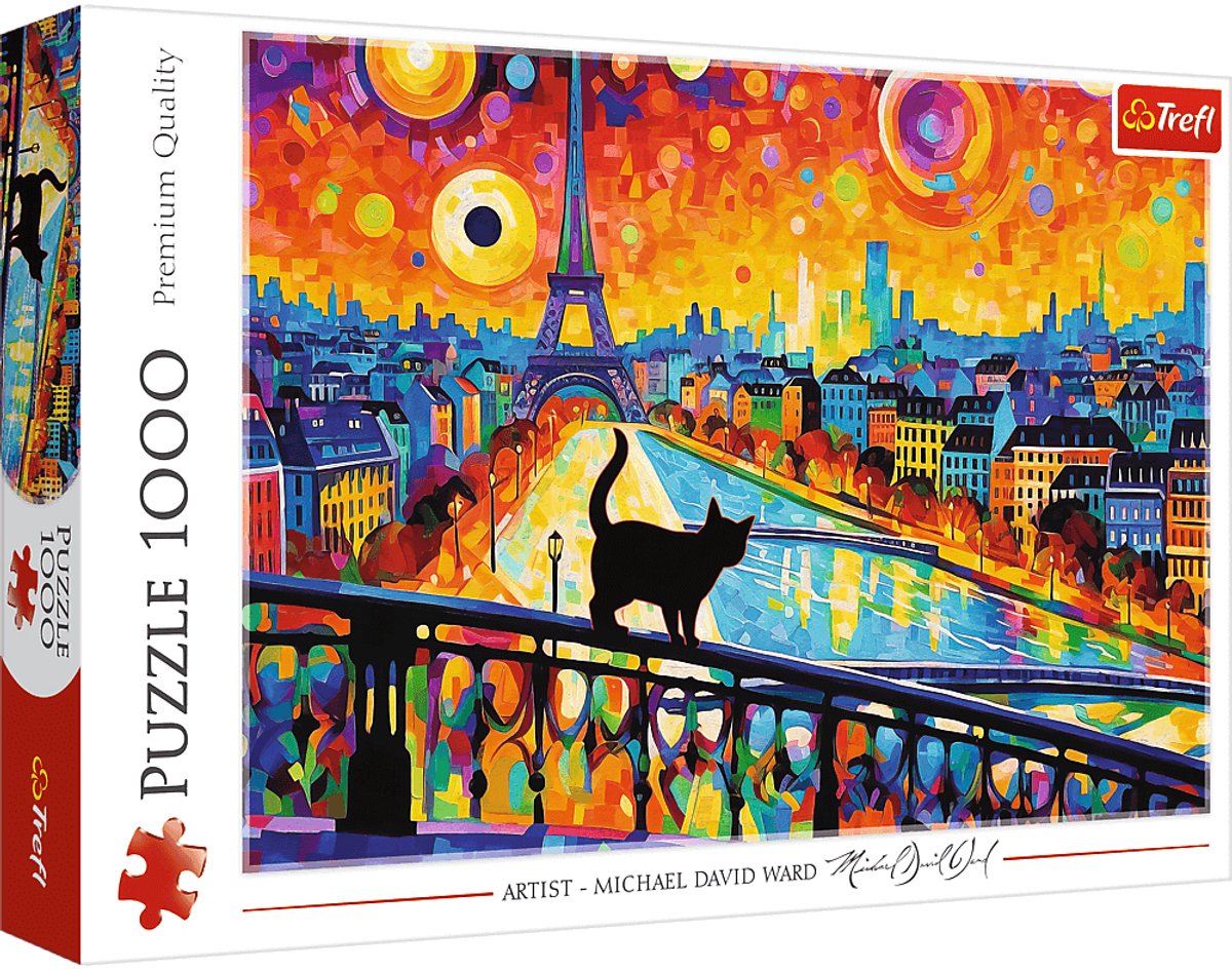 Puzzle Trefl Gatto a Parigi - 1000 pezzi - Divertimento colorato con i puzzle di Parigi.