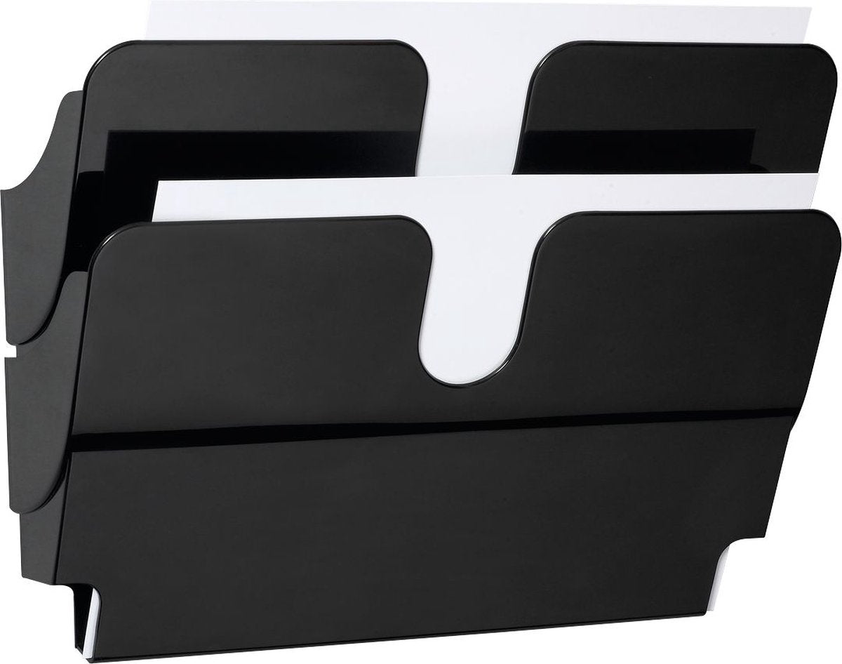 Portafolletos duradero flexiplus, 2 compartimentos, A4, horizontal, negro