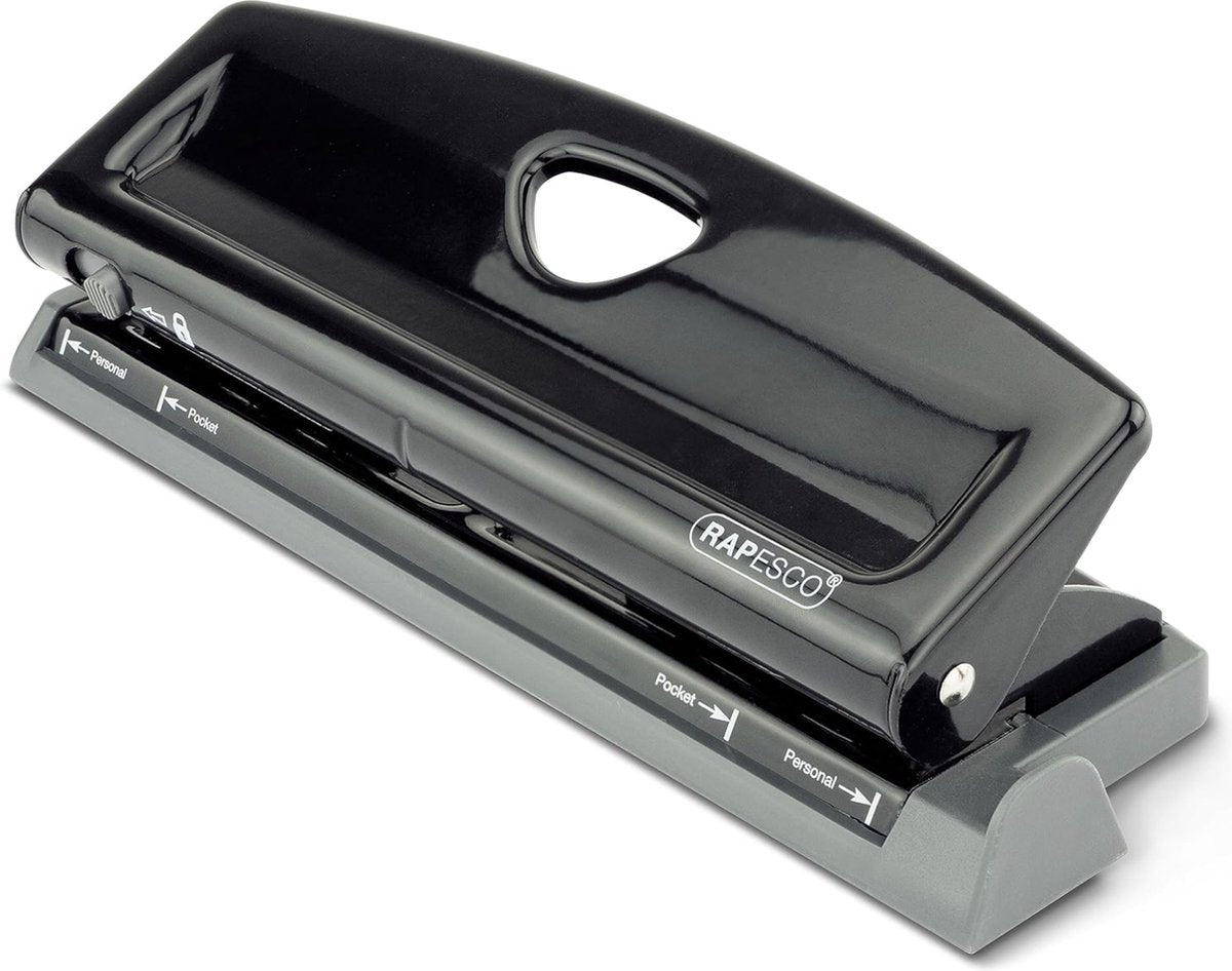 Merkloos sans marque 1725 instelbare 6-gaats perforator, 9 vel perforatiecapaciteit, zwart
