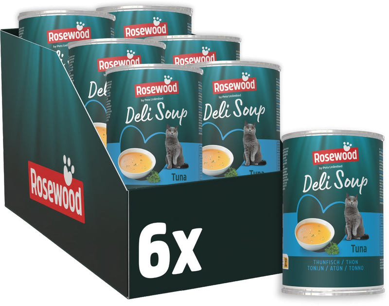 Rosewood deli soup tonno - snack per gatti in brodo - con morbidi pezzi di tonno - al naturale senza sale né zucchero aggiunti - 135ml x 6 pezzi