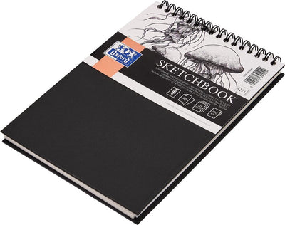Quaderno da disegno Oxford - a5 - 50 fogli - carta da 100 g - doppia spirale - copertina rigida - nero