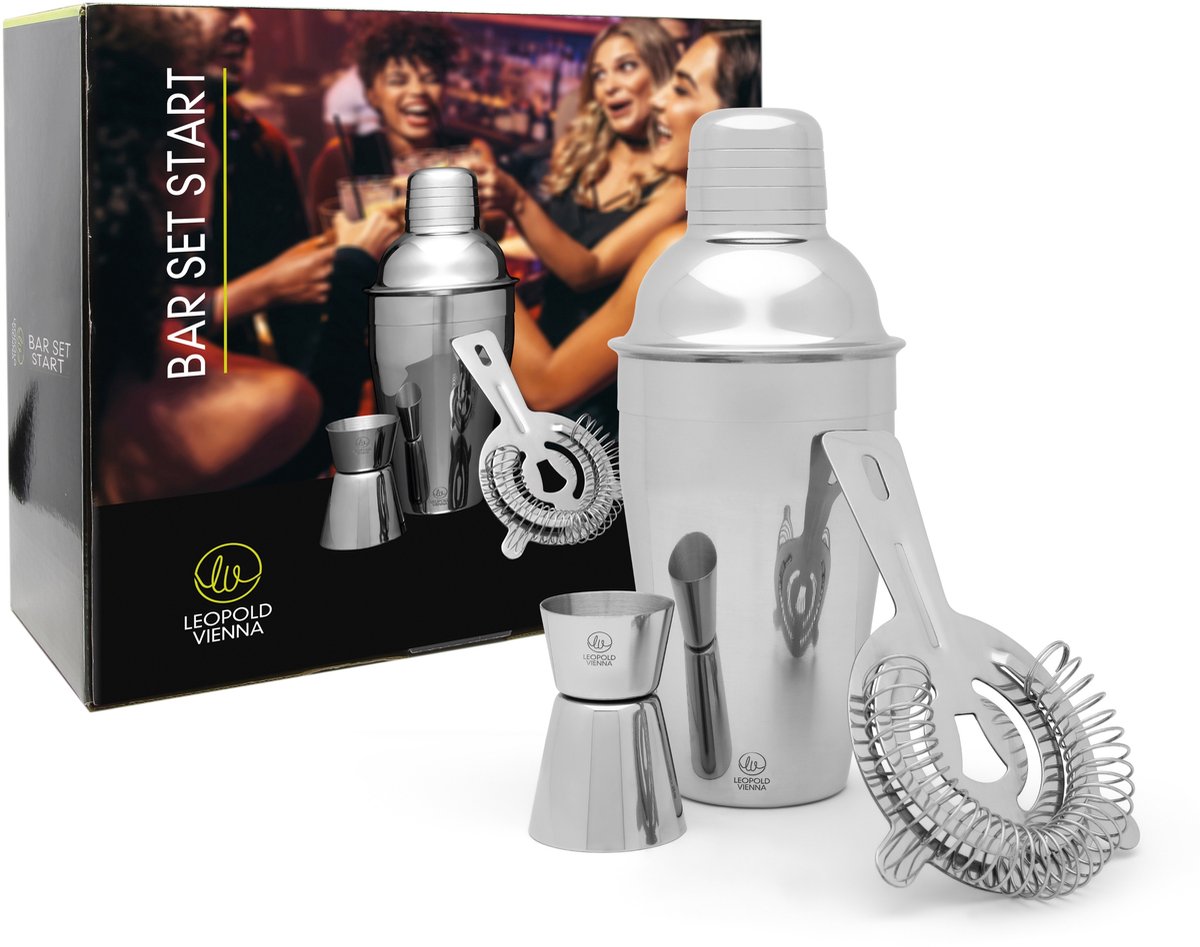 Leopold Vienna - set da cocktail Start 3 pezzi (tazza da cocktail, pipetta jigger, colino) set regalo